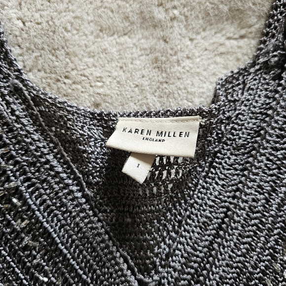 Karen Millen Grey Crochet Beaded Knit Cruise Party Bodycon Dress 1 - Picture 4 of 9